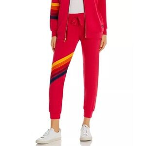 Aviator Nation Glider Sweatpants Women M Pink 5-Stripe Rainbow Jogger Athlesiure